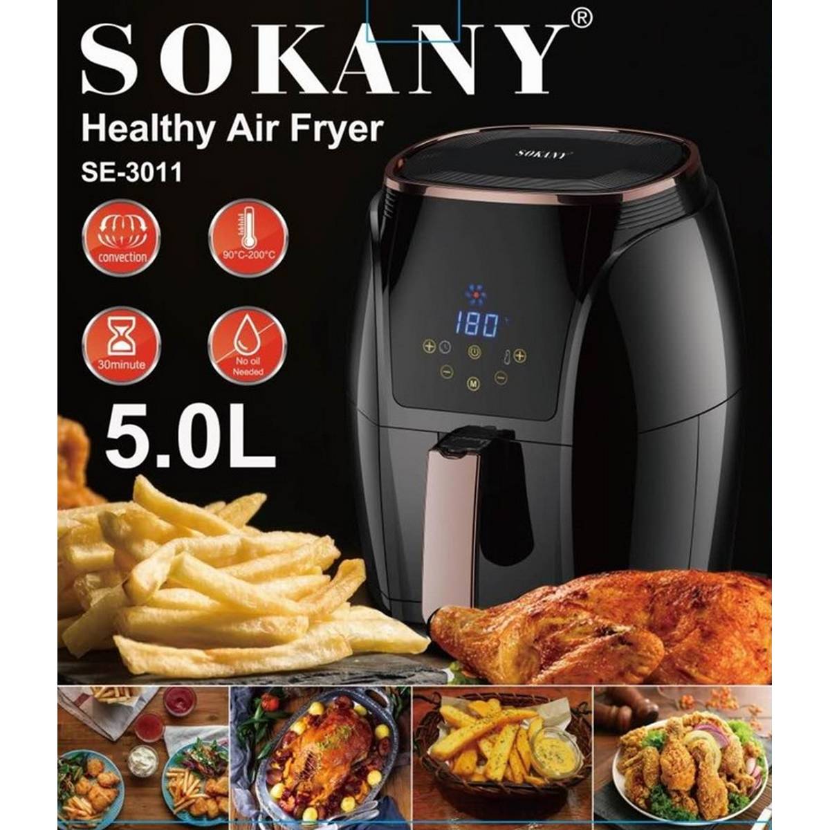 SOKANY digital healthy air fryer 5 liter SE3011 Daraz.pk