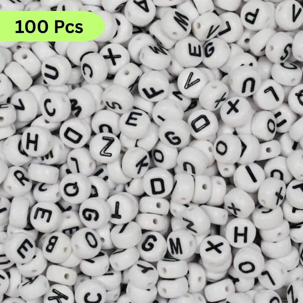 26/50/100/150/500 letters jewelry making alphabets Mix alphabets round beads ideal for arts and crafts jewelry making and bracelets jewelry making accessories jewelry making kit Alphabet Beads Flat Round White Letter Beads By - SAMS Collection