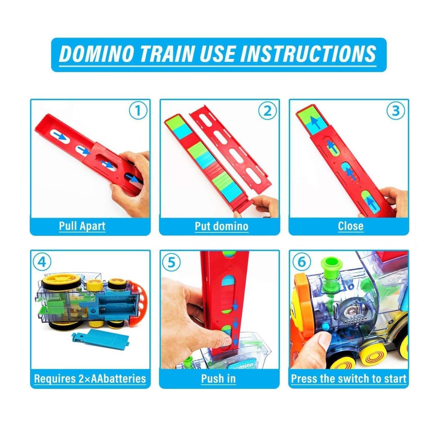 DOMINO TRAIN TOYS Domino Train with Building and Stacking Blocks Set