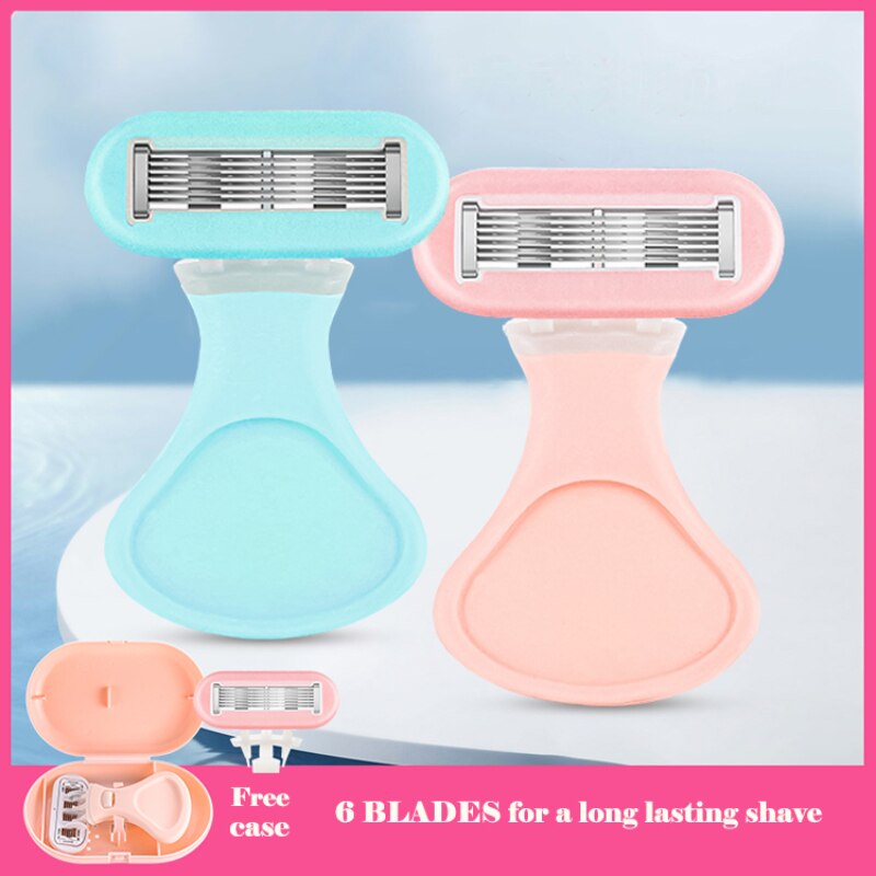 New 6-Layer Blade Lady Razor Women Razor Mini Portable Shave Mane Leg Hair Private Body Manual Razor With Case