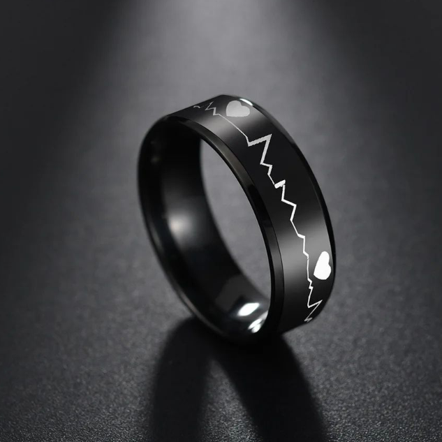 Pack of 1 balck titanium rings & men black titanium challa for men