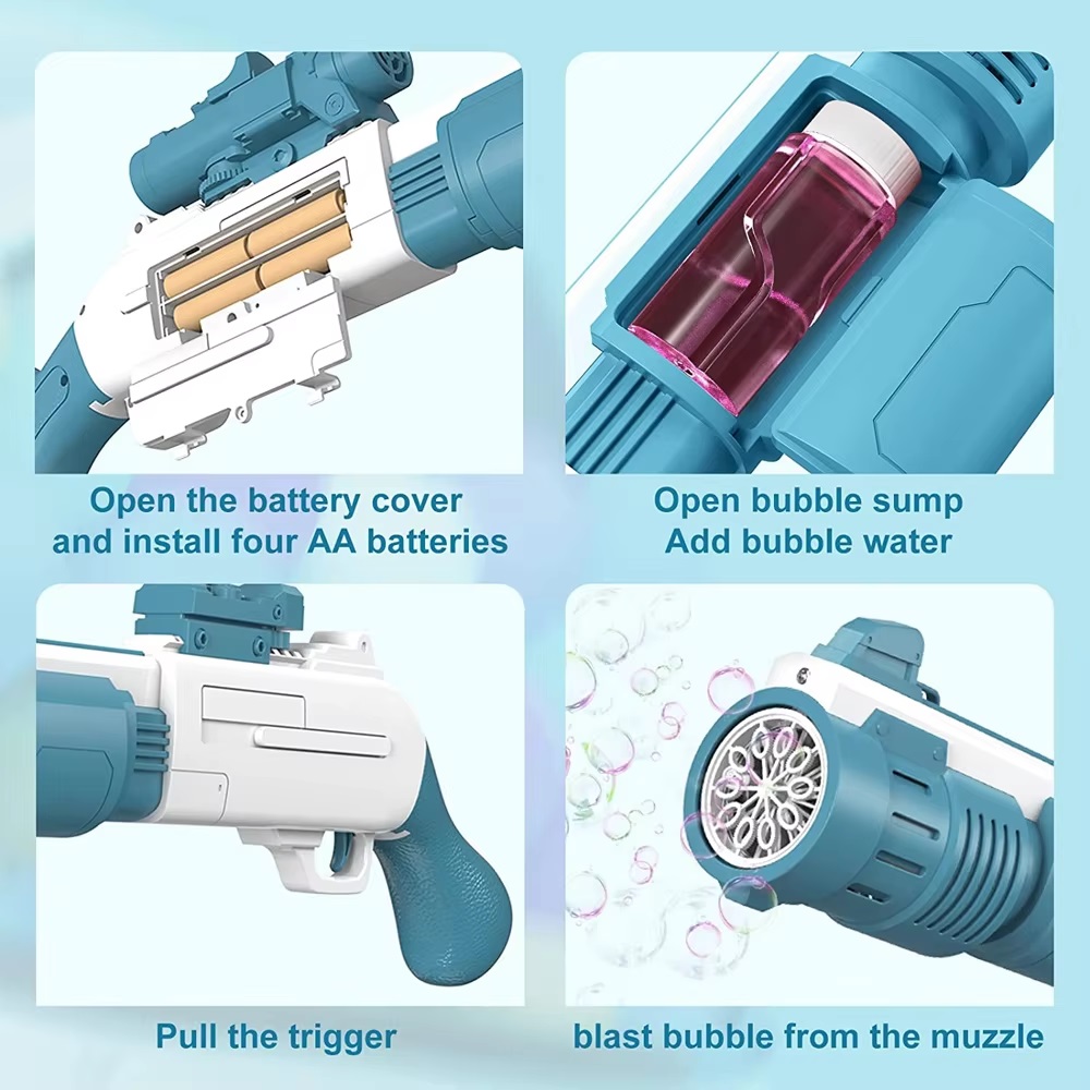 10 Holes Automatic Colorful Bubble Gun Bubble Toy With 100Ml Bubble Liquid