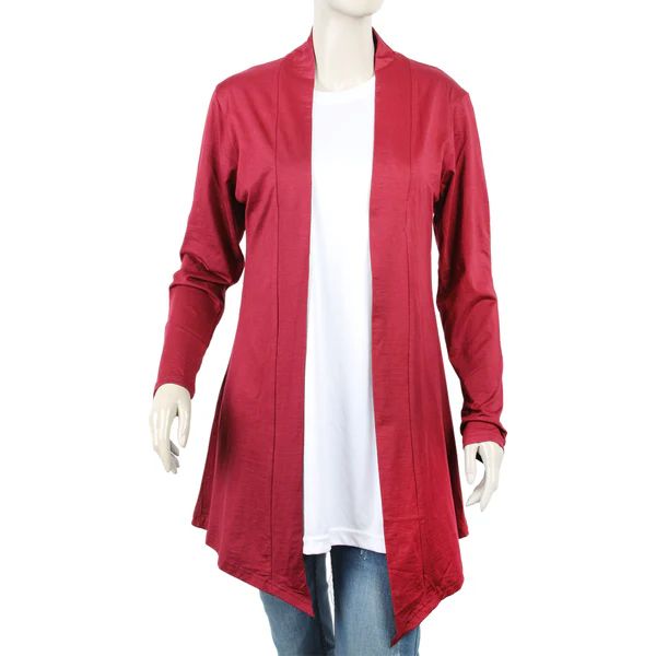 maryam women's lycra jersey stretchable plain front open shrug - Maroon