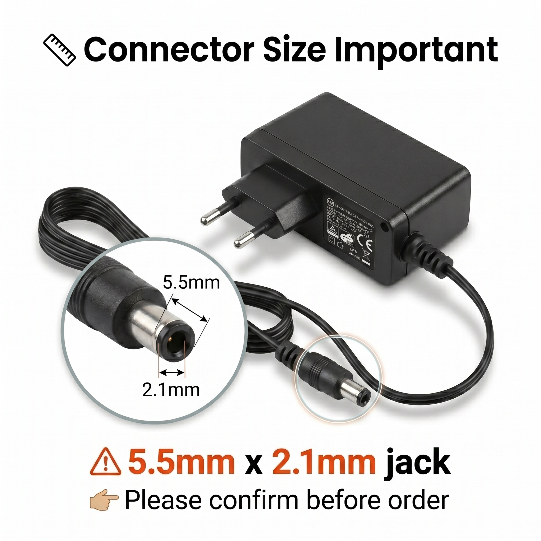 12V 2.5A Power Adapter Charger DC 12 Volt 2500mA Power Supply for CCTV Camera DVR NVR WiFi Router TP Link Tenda PTCL Modem LED Strip Lights POS Machine AC to DC Adapter 5.5x2.1mm Jack Universal Branded Tested Stable Voltage Low Heat