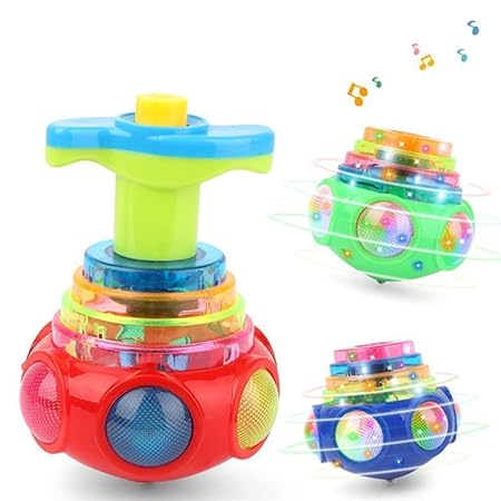Flashing UFO Spinning Top Set with Light and Music For kids