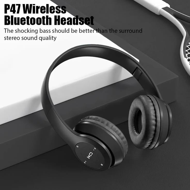 Original P47 Wireless Bluetooth Headphones | Foldable Stereo Over-Ear Headset | Rechargeable with Mic | FM Radio | TF Card Support | AUX Compatible