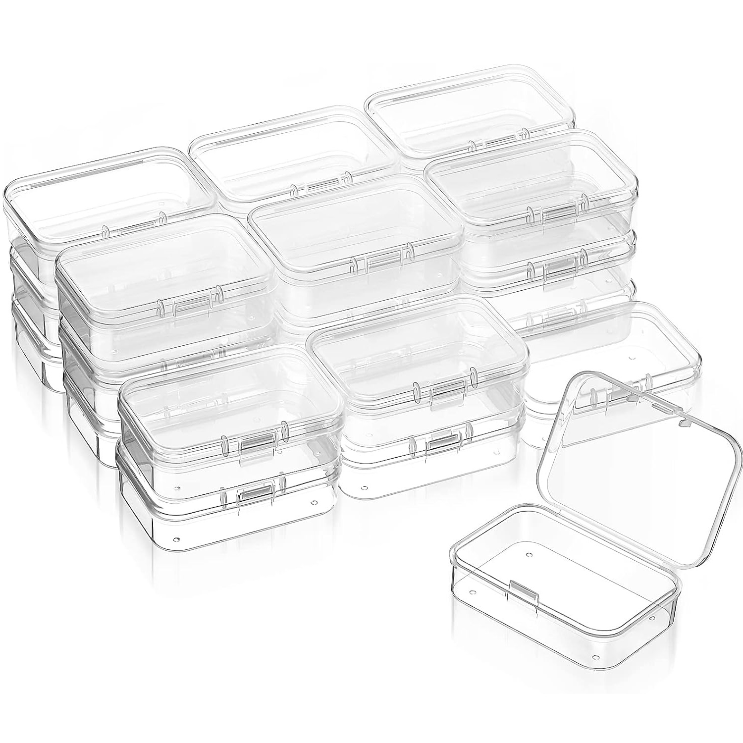 Embellet Small Plastic Jewelry Storage Box Transparent Flip Portable Pill Container Jewelry Holder Packaging Earrings Display Case