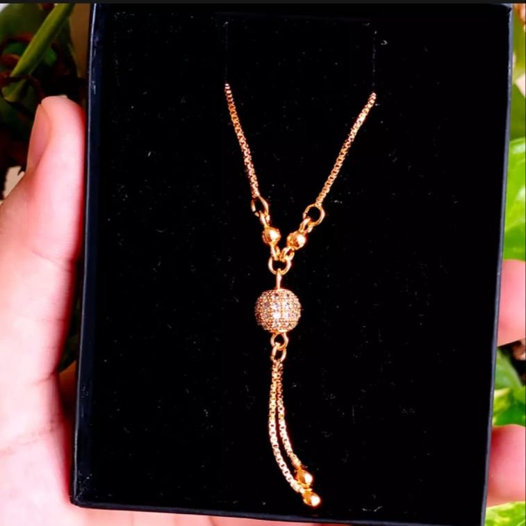 Golden Chain & Ball Shape Locket Necklace for Girls / Women