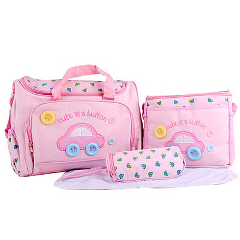 4PCS Car Print Mother Bag Baby Diaper Bags Sets Multifunctional Baby Nursing Nappy Bag For Mom Organizer