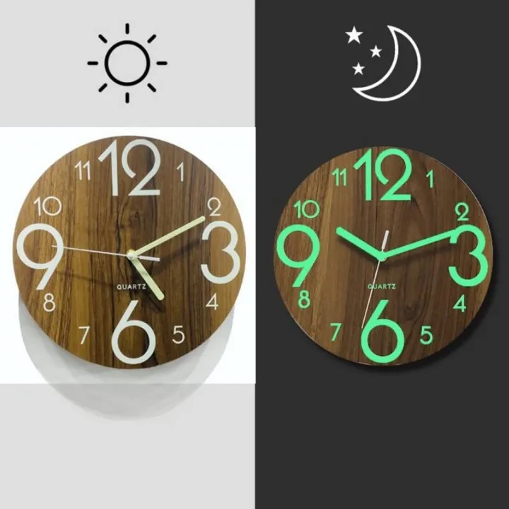 Glow in the Dark 3D Wall Clock Luminous Decorative Wall Clock for Home and Office