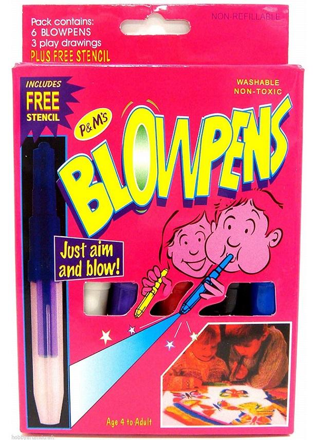 Pack Of Non-Toxic Water Based Blow Pen Set With Stencils For