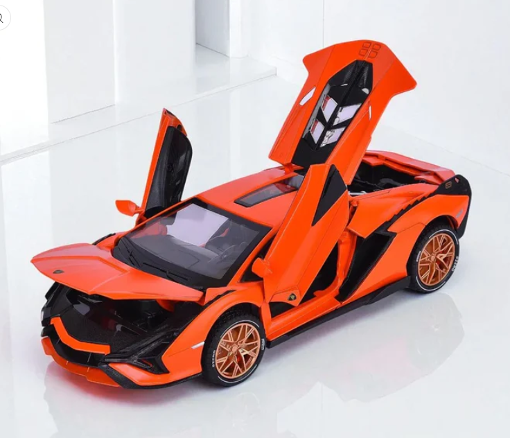 1:24 Lamborghini Sian FKP37 Alloy Diecast Model – Smoke Exhaust Effect, Metal Body, Light & Sound, Pull Back, Openable Doors view 3