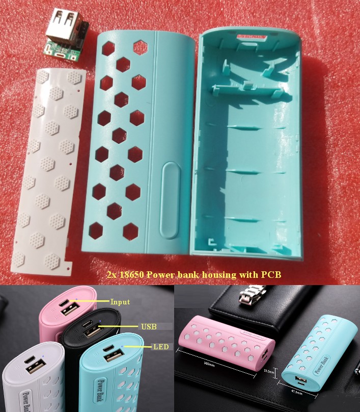 DIY PBC1 Power bank housing with PCBa of 2 cells 18650 (battery not included)