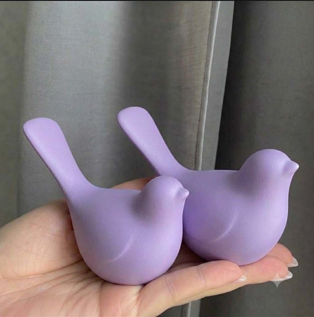 Decorative Bird Figurines | Modern Minimalist Bird Ornaments | Home & Office Desk Decor | Tabletop Shelf Living Room Decoration | Black & White Bird