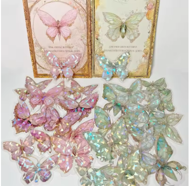 3D Golden Butterfly Mirror Wall Stickers Home Decoration Pack of 12 Random Size