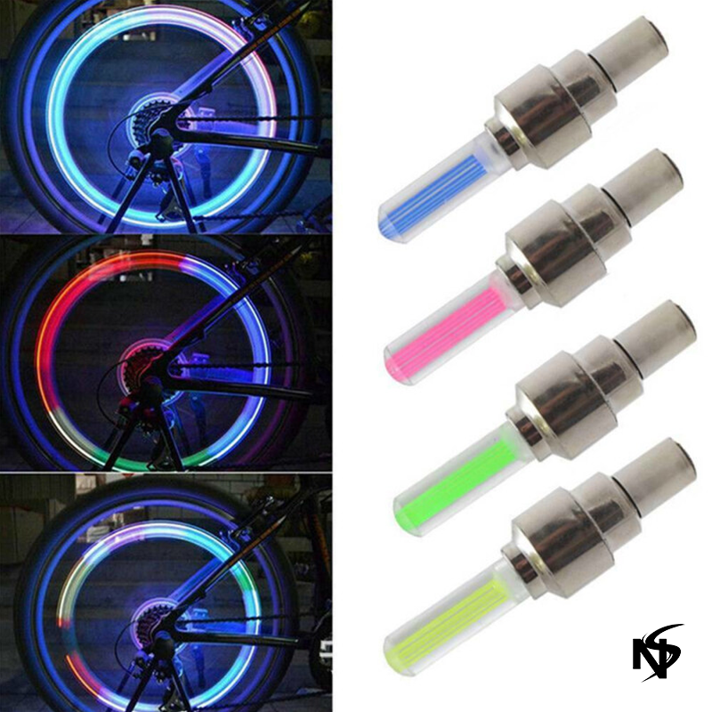 2Pcs Motion Activated Glow Bike Flashlight Car Motorcycle Cycle  Tire Valve Caps Wheel Light Amazing Fantastic Bicycle Accessory LEDs