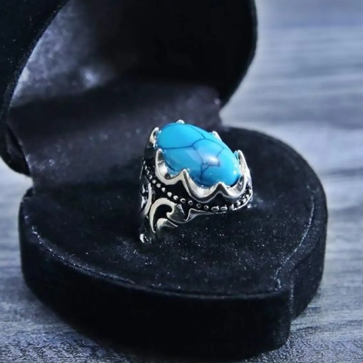 New Fashion Turquoise Engagement Ring For Men Vintage Fine Jewelry Hot Sale Party Jewelry