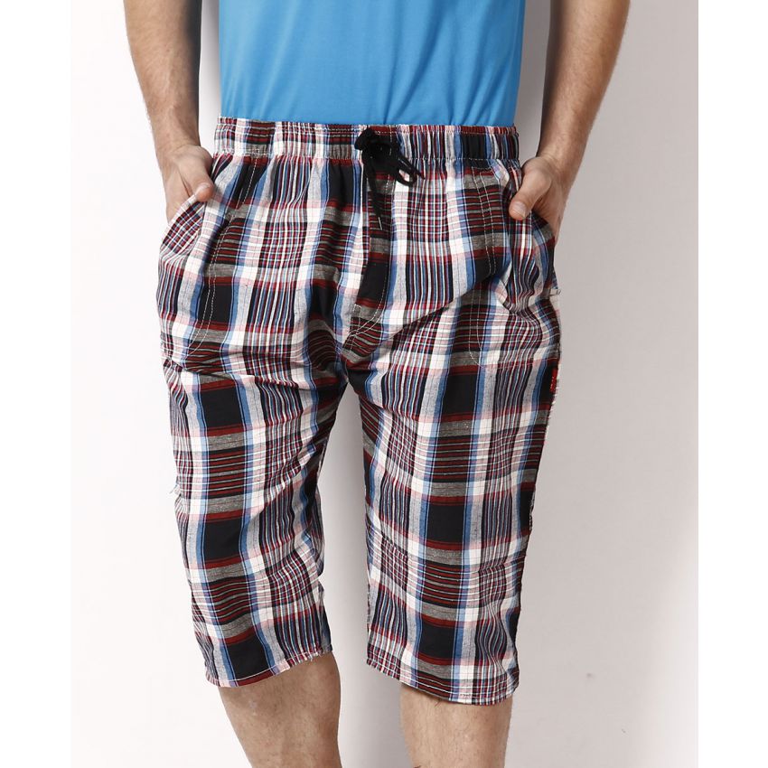 Mens Checkered Shorts Casual Drawstring 