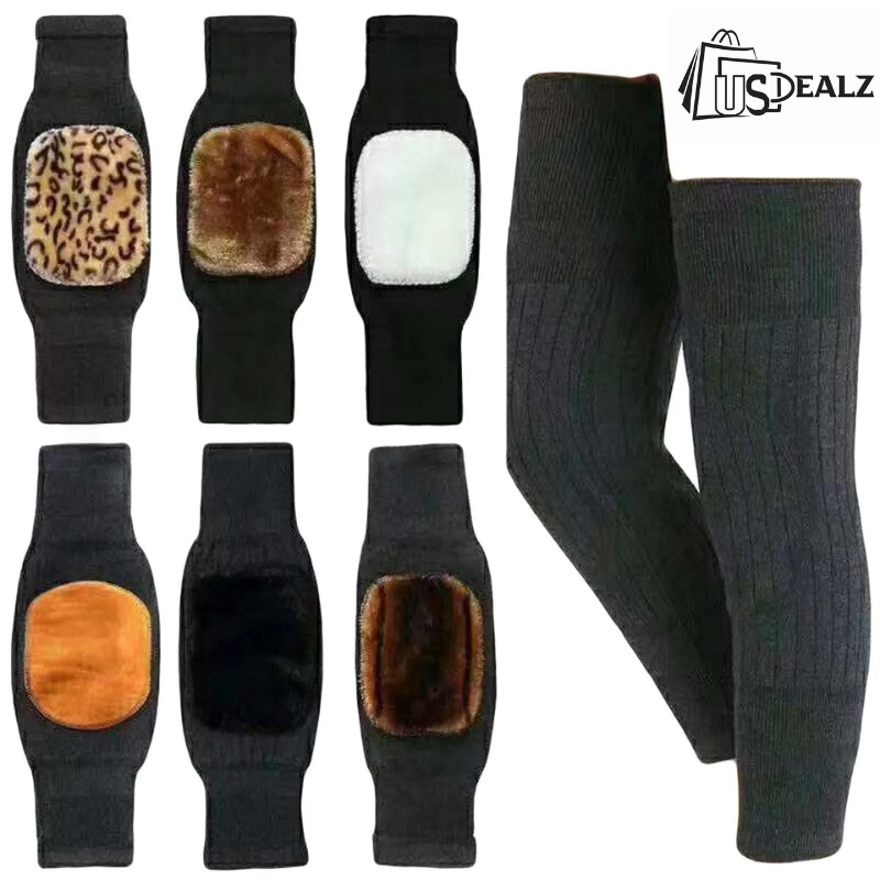 US Dealz Knee Warmer - Woolen Blend Thermal Leg Warmers - 1 Pair Knee Pad - Unisex Elastic Knee Brace - Knee Pads For Men & Women - Breathable Knee Pads