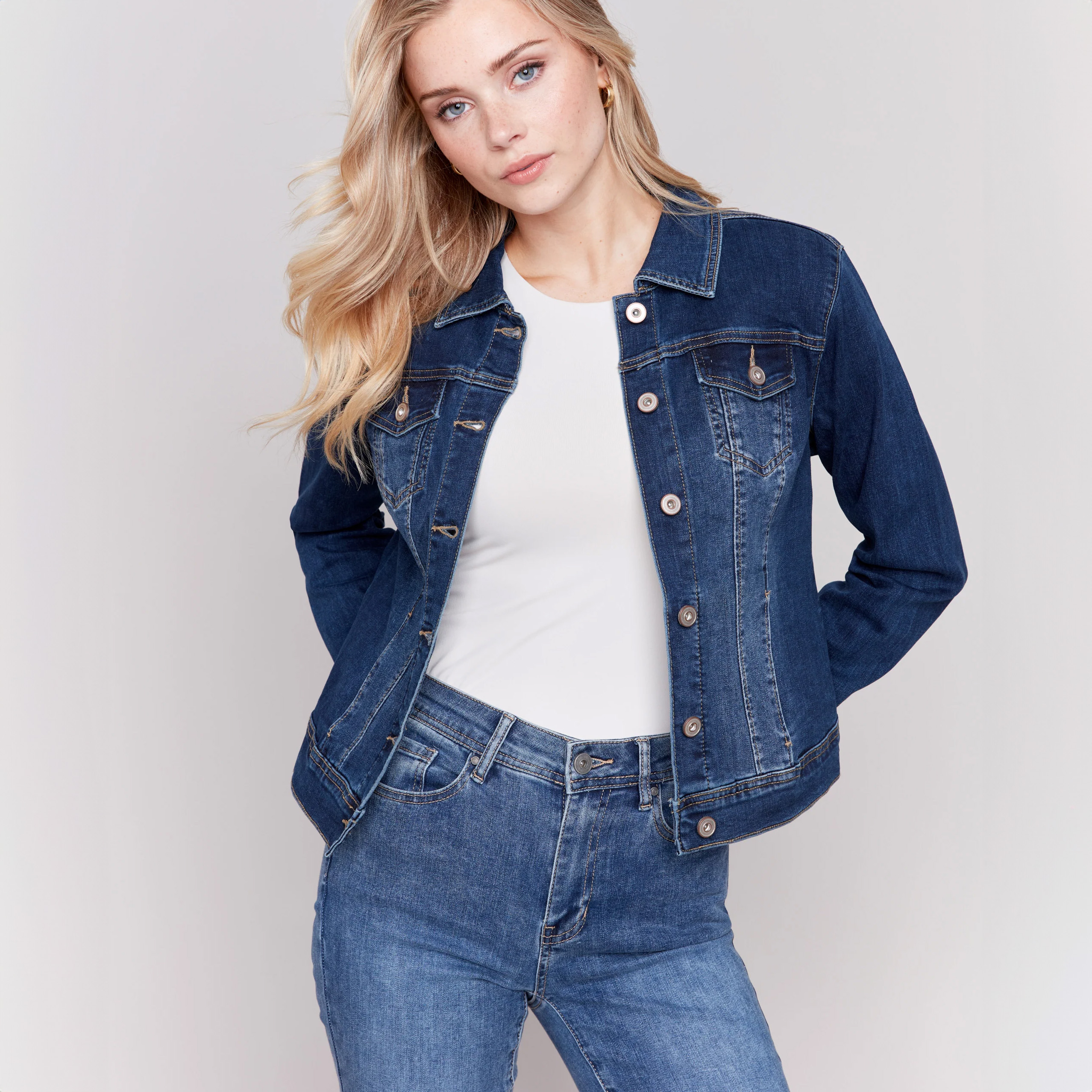 Women's Denim Jacket WJ-01 - Button Closure, Breathable Cotton, Comfortable Fit