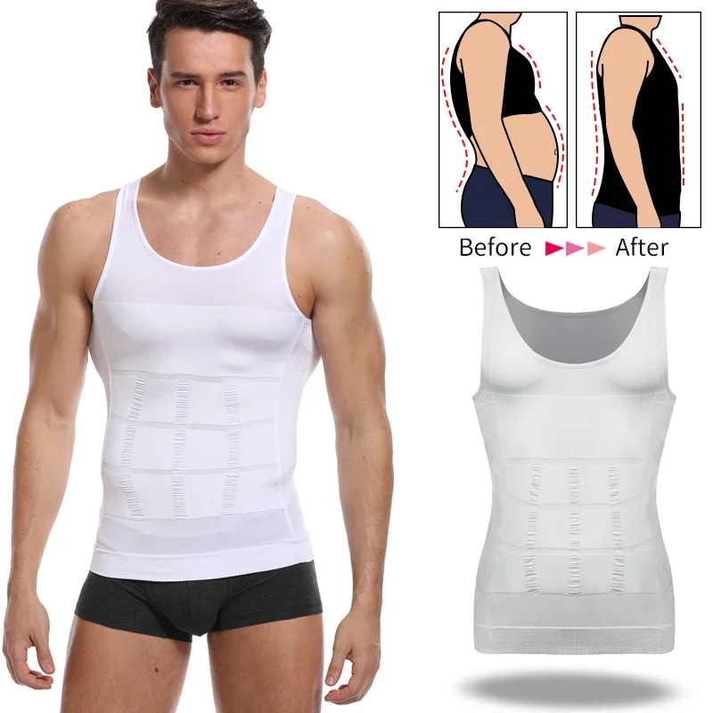 Men’s Body Shaper Vest, Compression Undershirt for Men, Tummy Control, Slimming Shirt, Fat Burner Vest, Shapewear for Men.