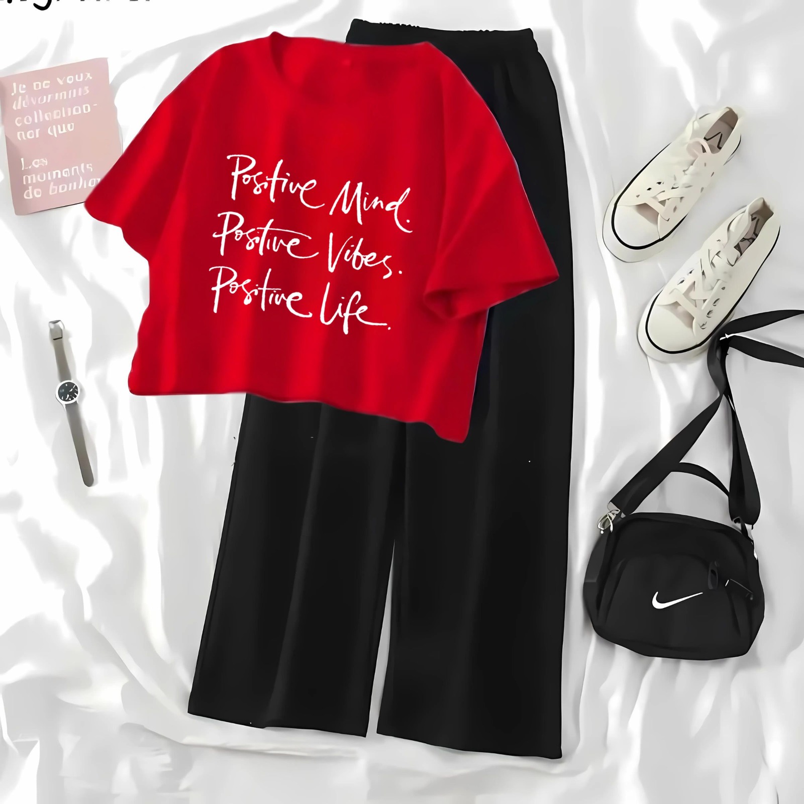 Soft and Comfortable Crop Top T-shirt with Flapper Trouser Combo for Women and Girls
