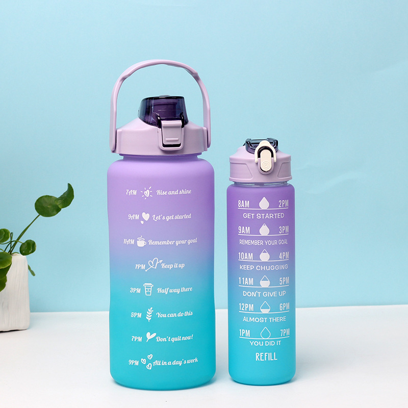 1pc 900ml Small capacity pink gradient PC water bottle, with sticker ...