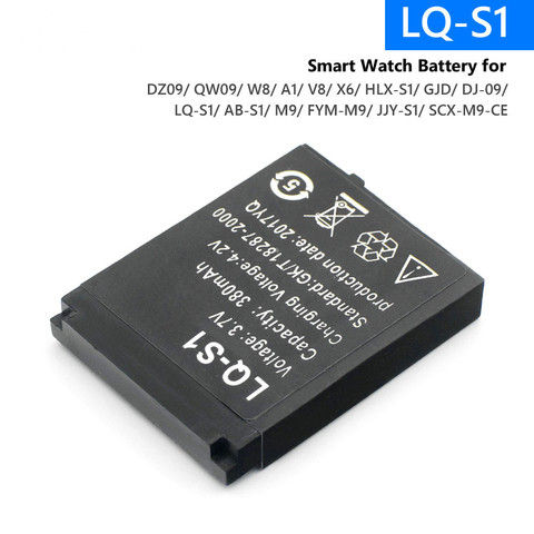 LQ-S1 Battery for  DZ- 09 / QW-09 / W-8 / A1 / V8 / X6 / GJD / DJ-09 / HLX-S1 / LQ-S1 / AB-S1 / M9 / FYM-M9 / JJY-S1 / SCX-M9-CE with complete 380mah Capacity-Black