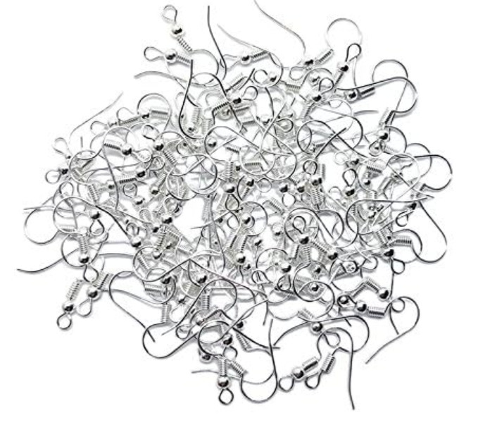 20×17mm Silver Earring Hooks Hypo-allergenic Ear Wires Fish Hooks with Ball and Coil Earring Wires Jewelry Findings for DIY Jewelry Making Earring Parts
