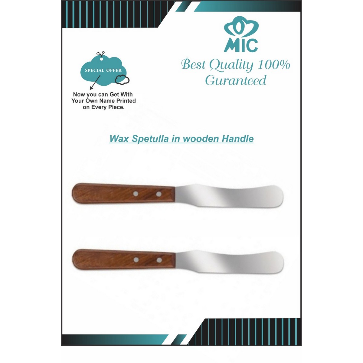 Metal Straight Stainless Waxing Spatula Wax Applicator Spatula Wooden ...