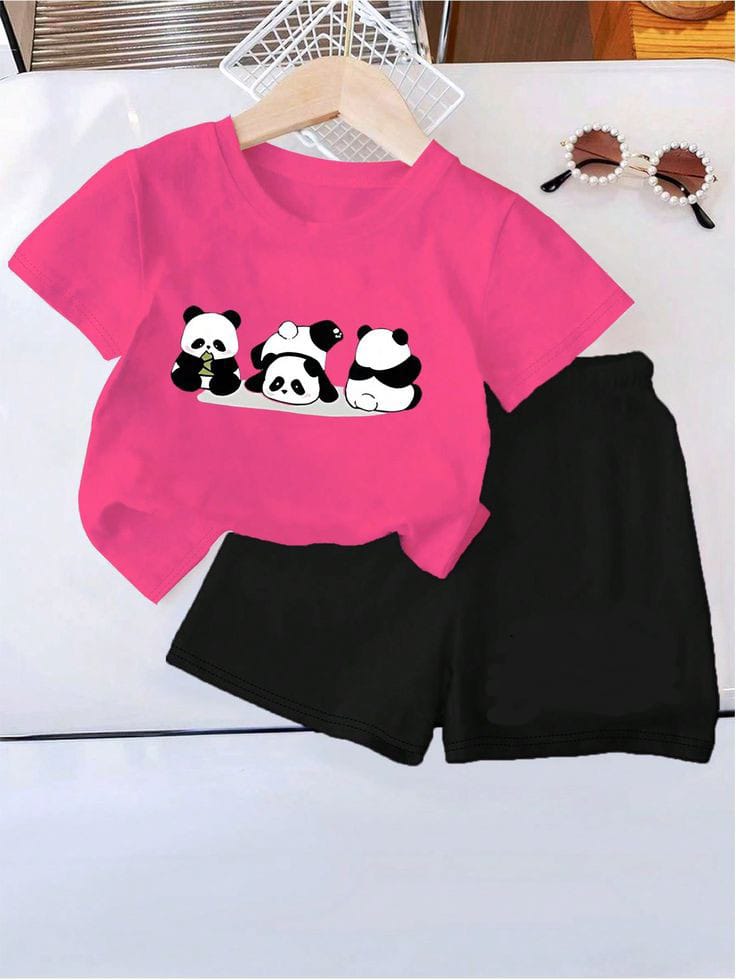 T-Shirts And Short Pants For Baby Girls  & Boys Round Neck Short Sleeves Tee Top's Clothes Sets Dresses Outfit Fajar Stock