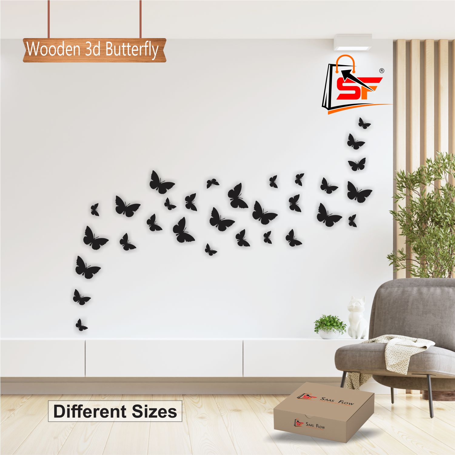 Flying Wooden Butterflies Self Adhesive for Kids Room wall décor ...