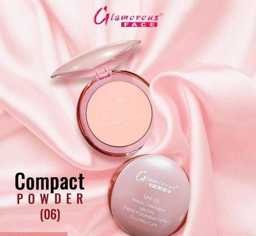 Glamorous Face Two Way Cake Foundation Powder | Full Coverage Compact Powder | Waterproof Long Lasting Face Makeup | Oil Control Matte Finish Pressed Powder | Smooth Flawless Base | Face Foundation for All Skin Types | Professional Makeup