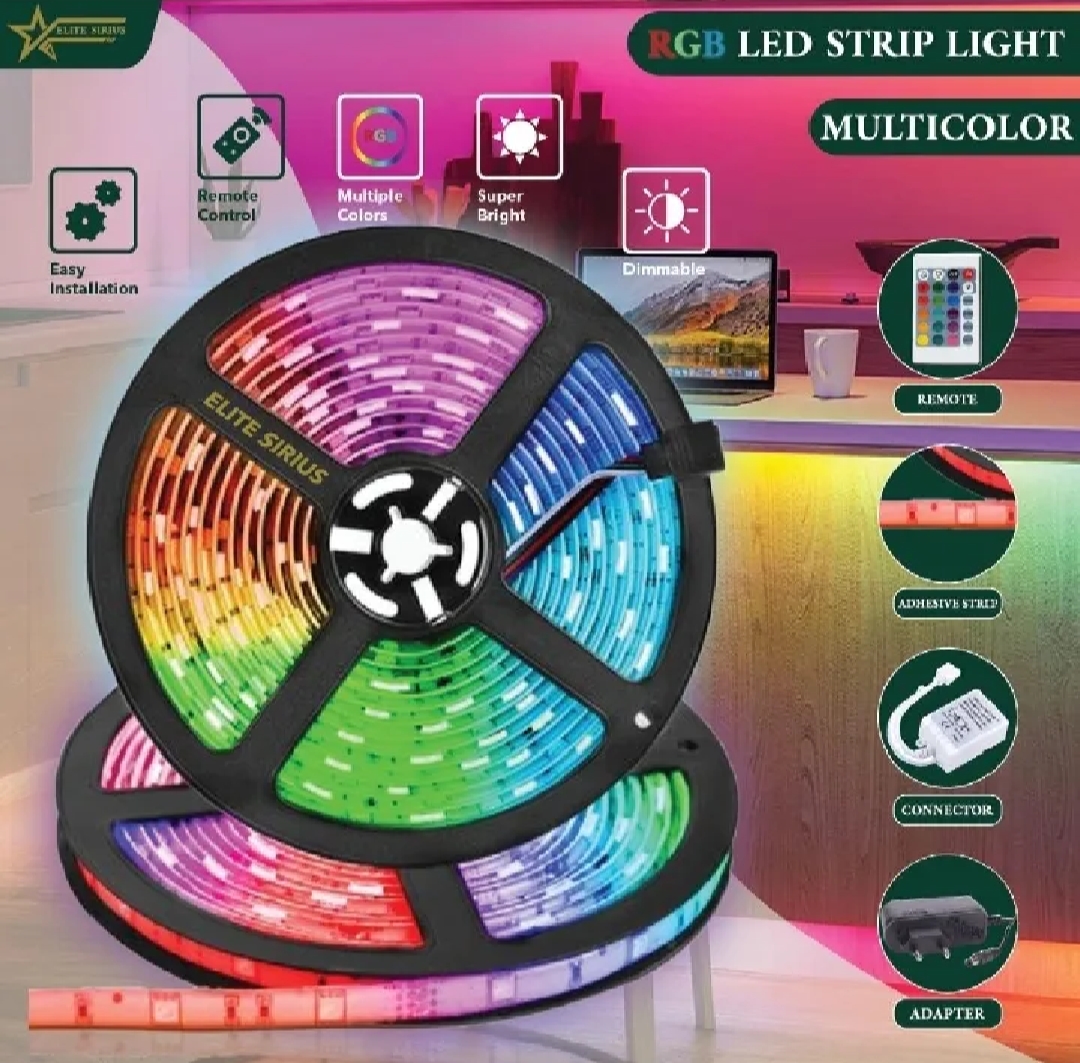 Dynamic Fun RGB LED Strip Light 15 Feet for Room Decor Multi Color Lights with Remote  Water Resistance Fairy Light for Bedroom, Room Decoration Lights , Ceiling, Gaming Setup,Lights for Birthday, TV Backlight  Best Quality in Pakistan  12V DC.