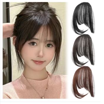 Hair Extensions Ultra Thin 3D Air Clip in Bangs Hairpiece with Nice Net Natural Flat Neat Bangs for Women