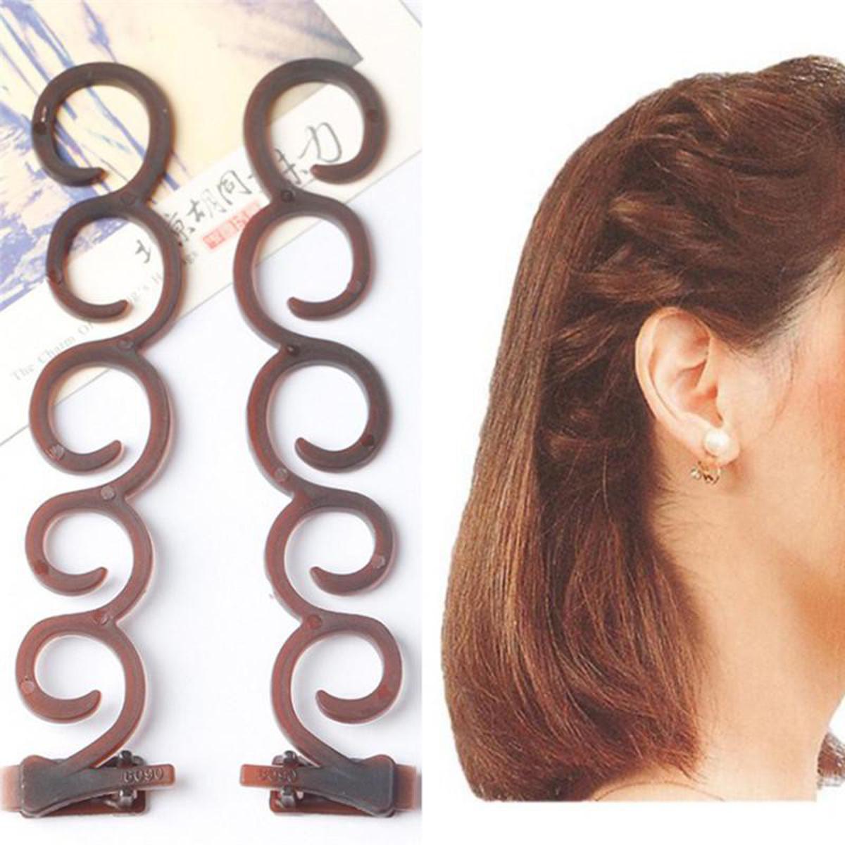 👉 Easy Hair Styling Tool Kit Now Easily Style Your Hair At Home 2 Pc/Set Braider Twist Styling Clip Stick Bun Branded Waterfall Twist Roller Curler French Braid Twist Back Hair Styling Tool Clips Wig Extension Straighter & Weave Braid Hair Ties Holder
