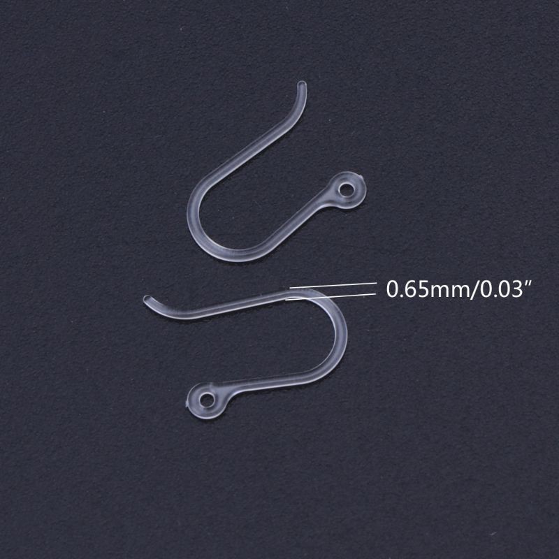 SUP 100Pcs Clear Non-Allergenic Plastic Ear Wire Hooks Earring
