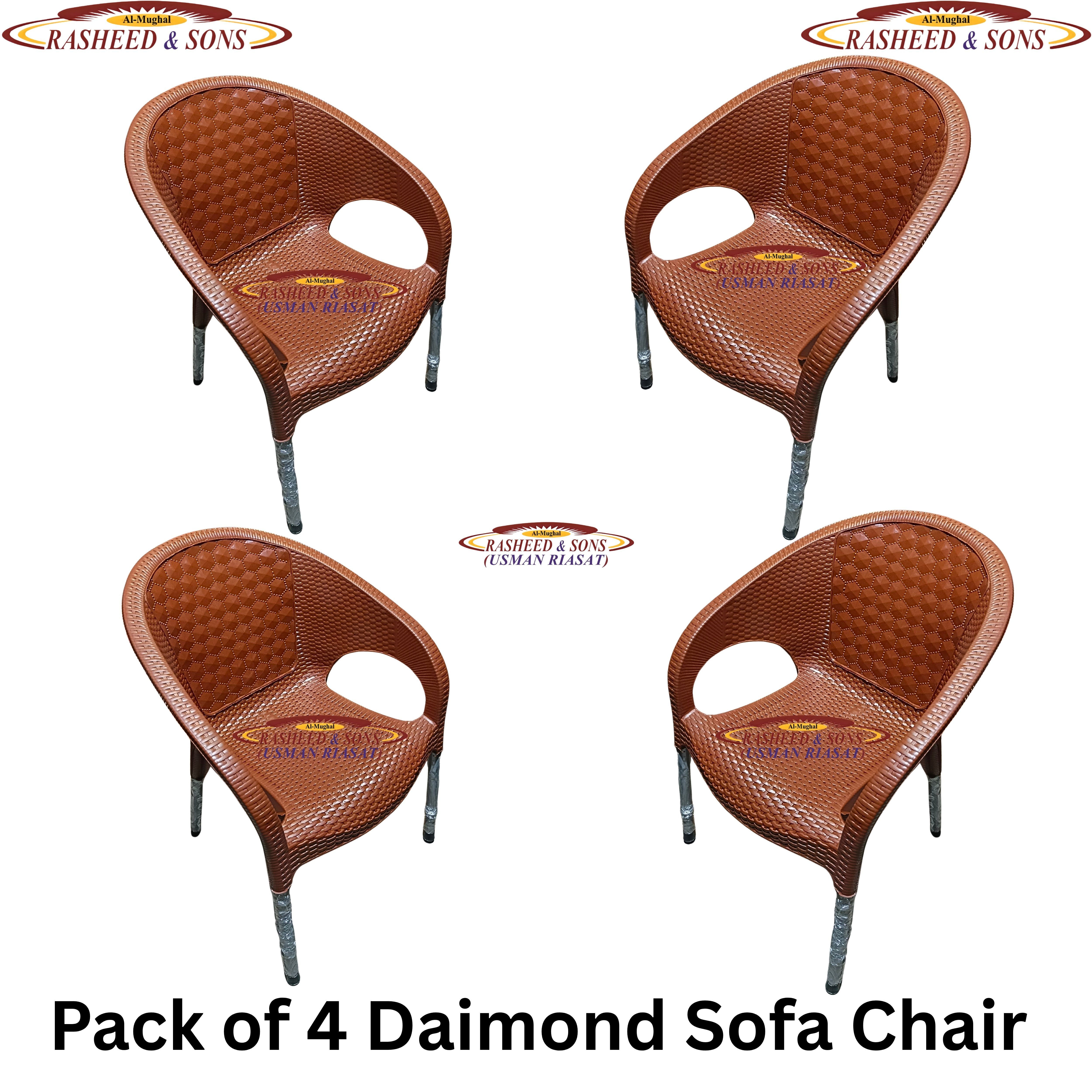 Plastic Chair Rattan Sofa Chair & Diamond Sofa Set – Brown & Dark Chocolate – Folding Table & Fix Table – Outdoor Garden Furniture – Rasheed & Sons Pakistan