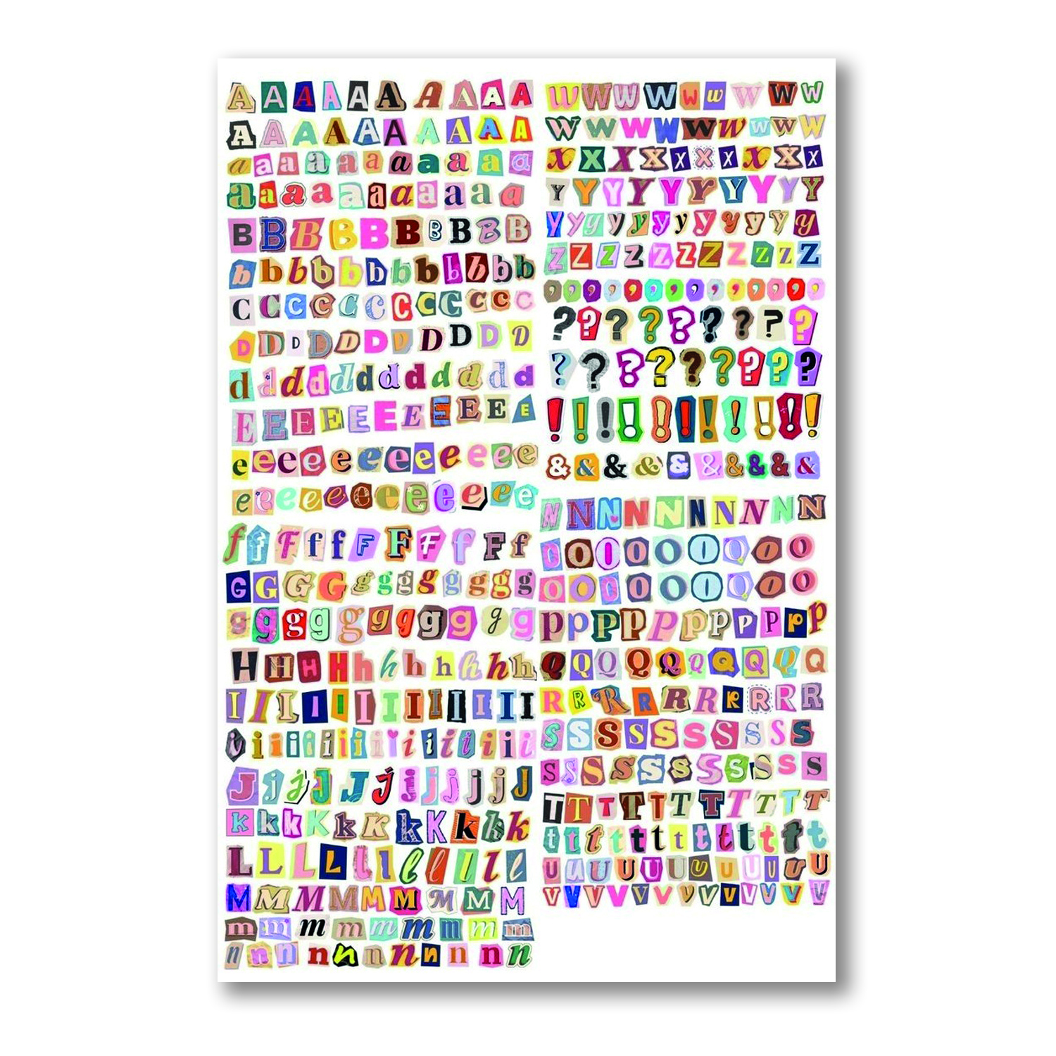 A4 size (21x30cm) Uncut english alphabets sticker sheet, cool Stickers for journal, scrapbook, mobile cover, laptop, journals, books, phone cover, dairies