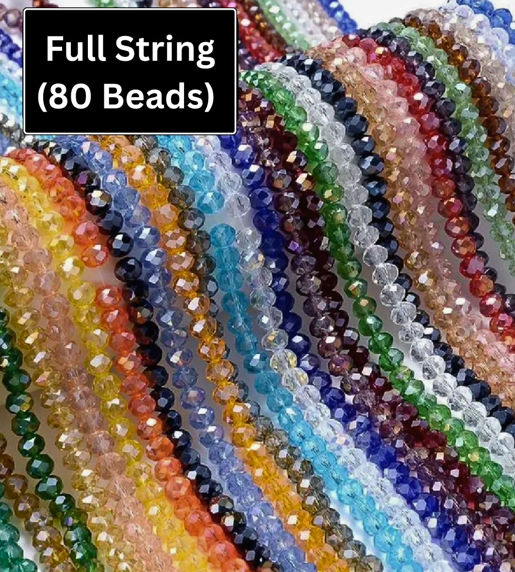 6mm High Quality Glass Crystal Beads Full String (80 Beads) | Shiny Faceted Glass Beads for Jewelry Making, Bracelets, Necklaces & DIY Crafts
