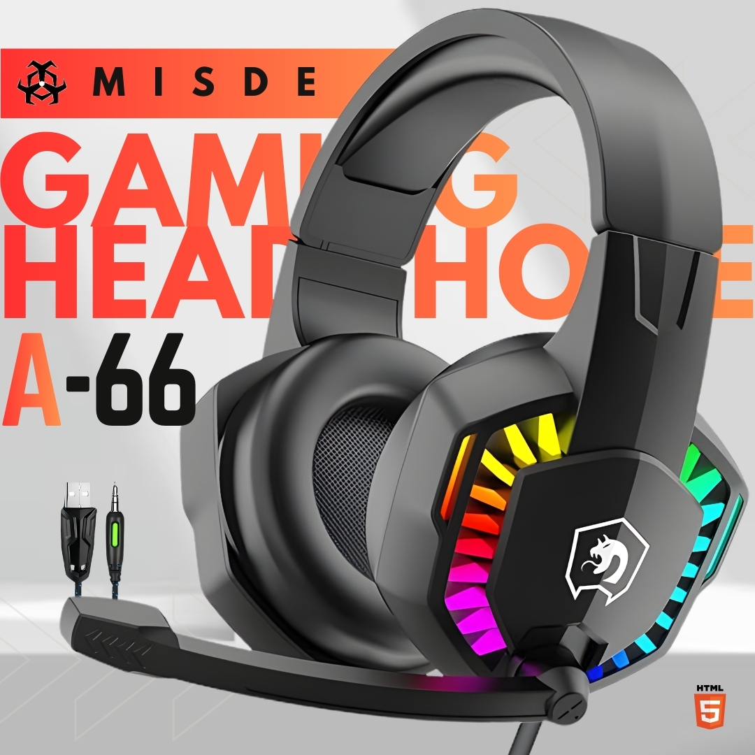 PRO - II RGB Gaming Headphones  360° Surround Sound  Noise Cancelling Microphone  Soft Ear Cushions  In-Line Volume Controls  LED Lights  RGB Gaming Headset for PC, PS4, Xbox One, Laptop, Mobile & More - Al Madina Store.pk