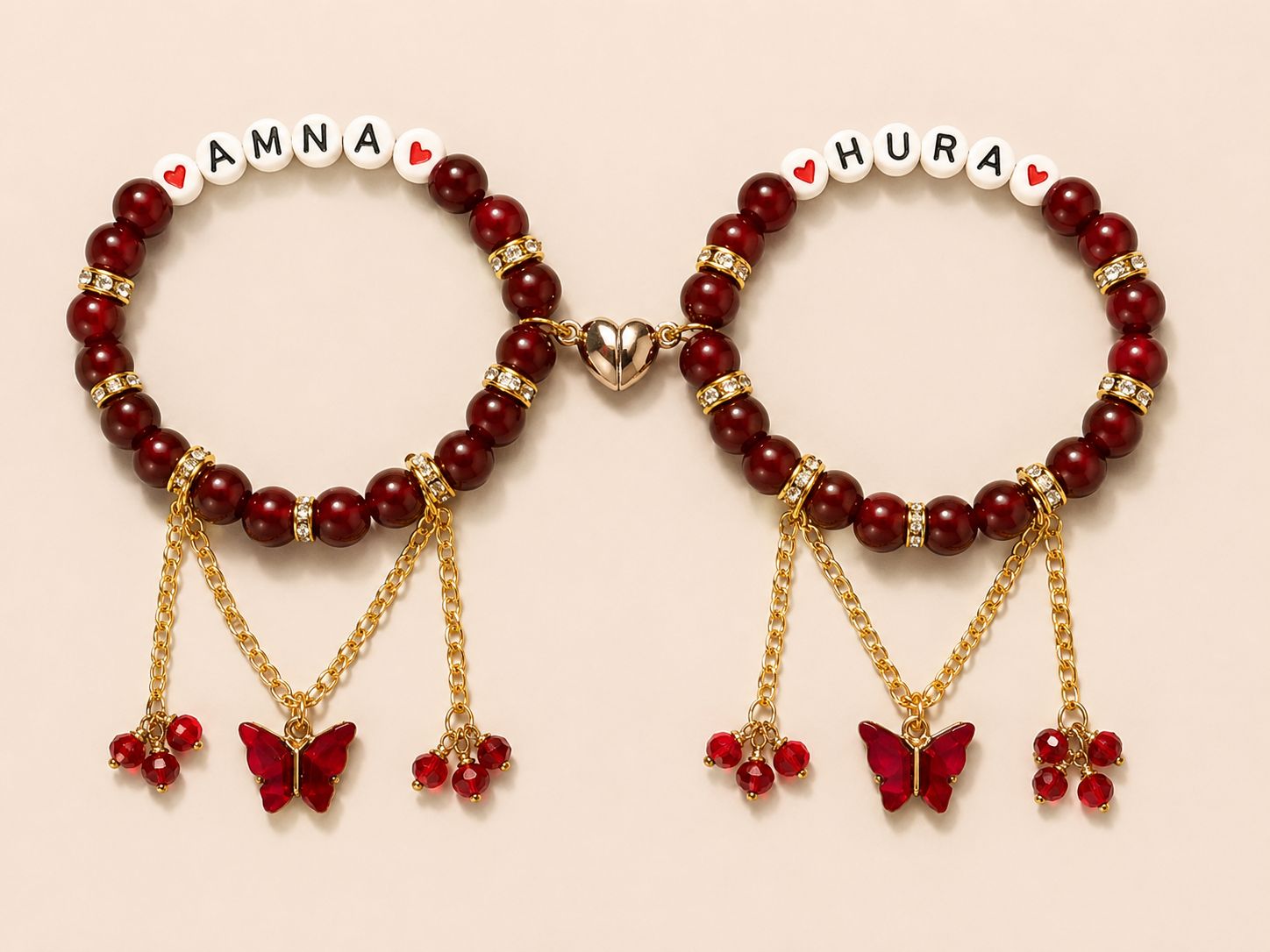 Custom Name Beaded Friendship Bracelet for Girls | Customized Name Beaded Bracelet with Butterfly Charm | Handmade Personalized  Name Beads Jewelry Gift for Best Friend & Sister