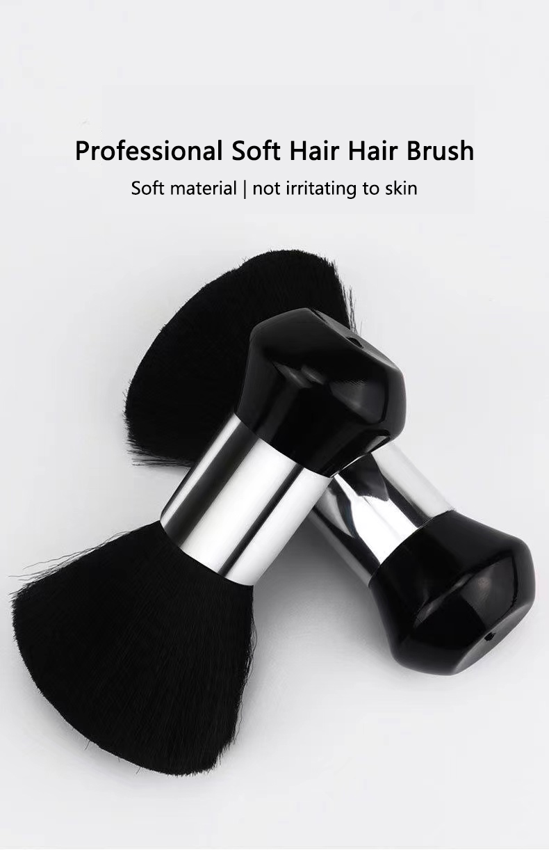 P6424 Hairdresser Sweeping Hair Brushes Hairdressing Nylon Soft Cleaning Brushes Home Hair Salons Shaving Broken Hair Brushes(Silver)