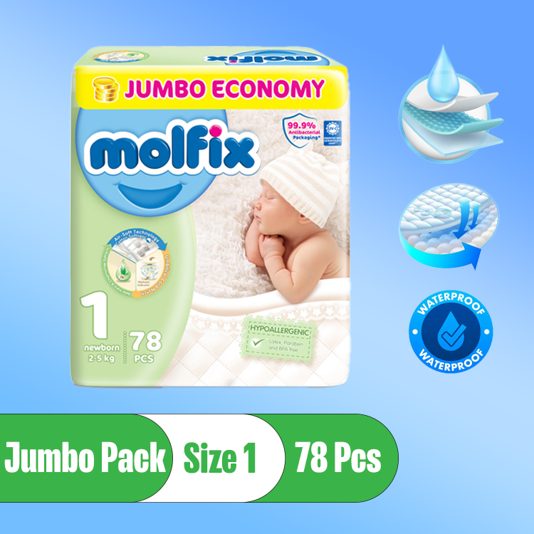 Buy Molfix Baby Diapers Jumbo Pack Junior Size 5 48 Count Online in  Pakistan- Medonline.pk