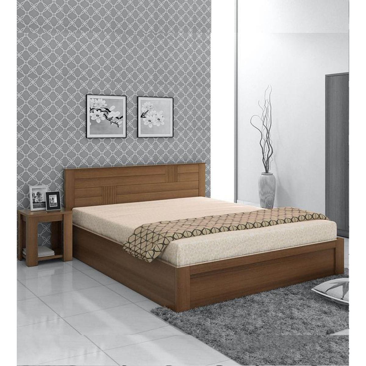 Ghania modern King Queen & Single size Bed in MDF Tactile Lasani wood /Without Mattress.