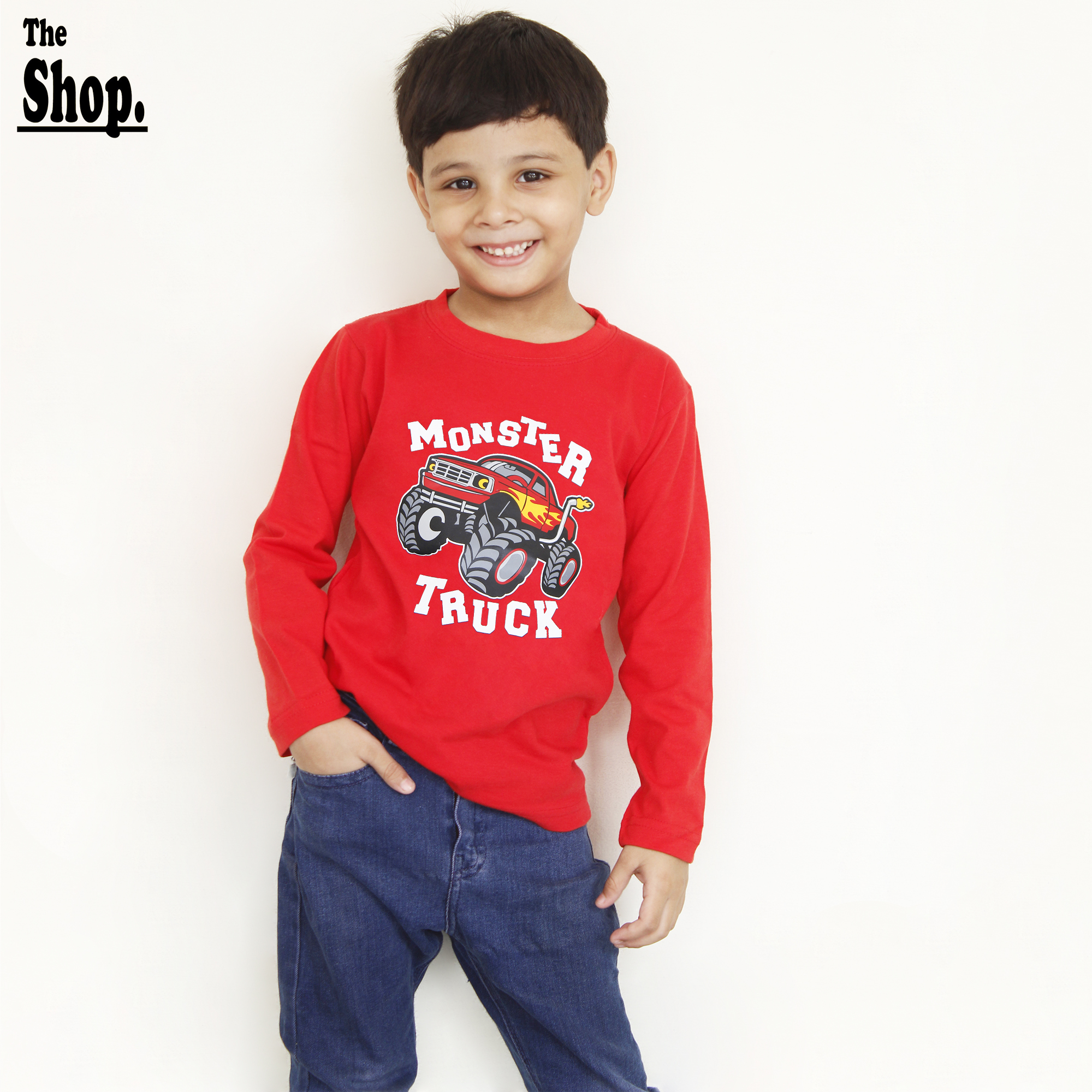 The Shop - Kids Clothes - Monster Truck Full Sleeves T Shirt For Boys & Girls, 1 Years To 14 Years, BRB-MT1
