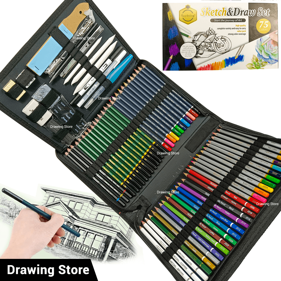 Keep Smiling Professional Artist Sketch And Drawing Pencils Set For