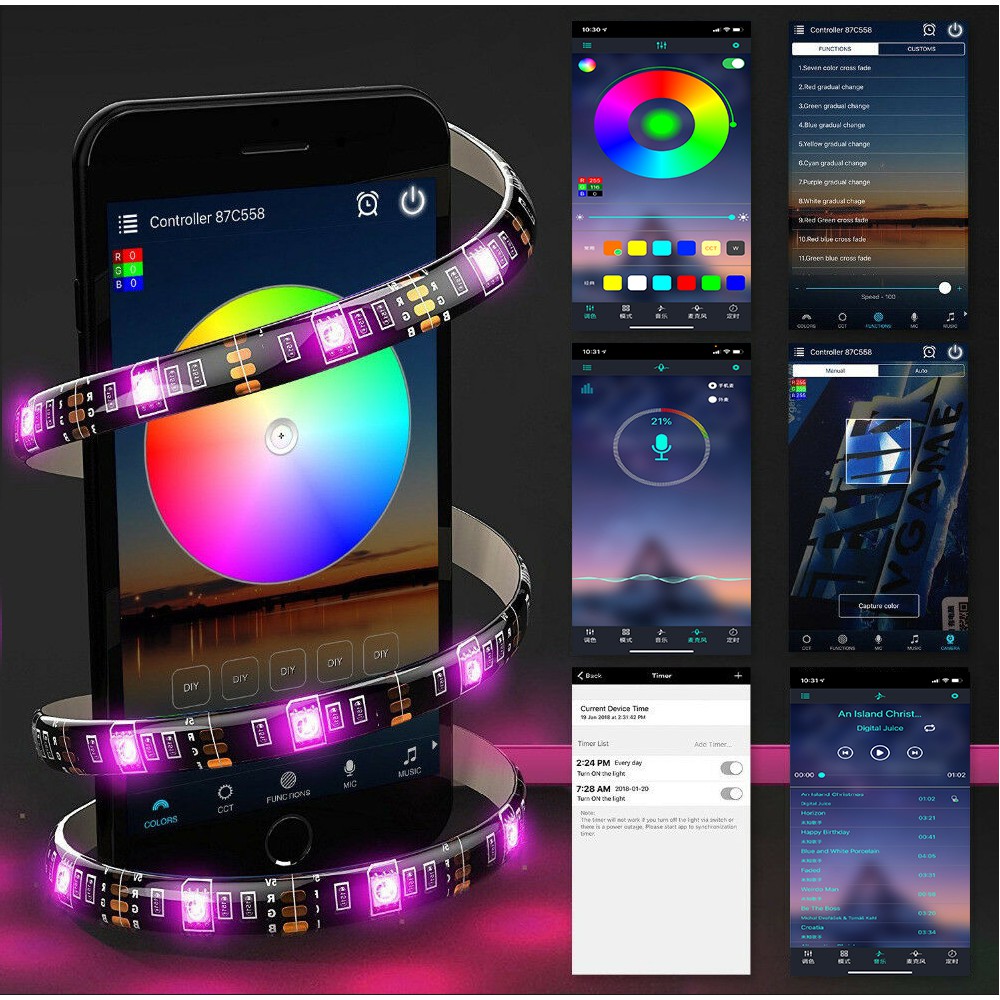 Twilight RGB 5050 LED Strip Light 2M, Adhesive, Mobile app Control, Multi Color Changing Smart LED Lights for Room, TV Backlight, Gaming Setup, Music Sync, Remote Control Decoration Lights