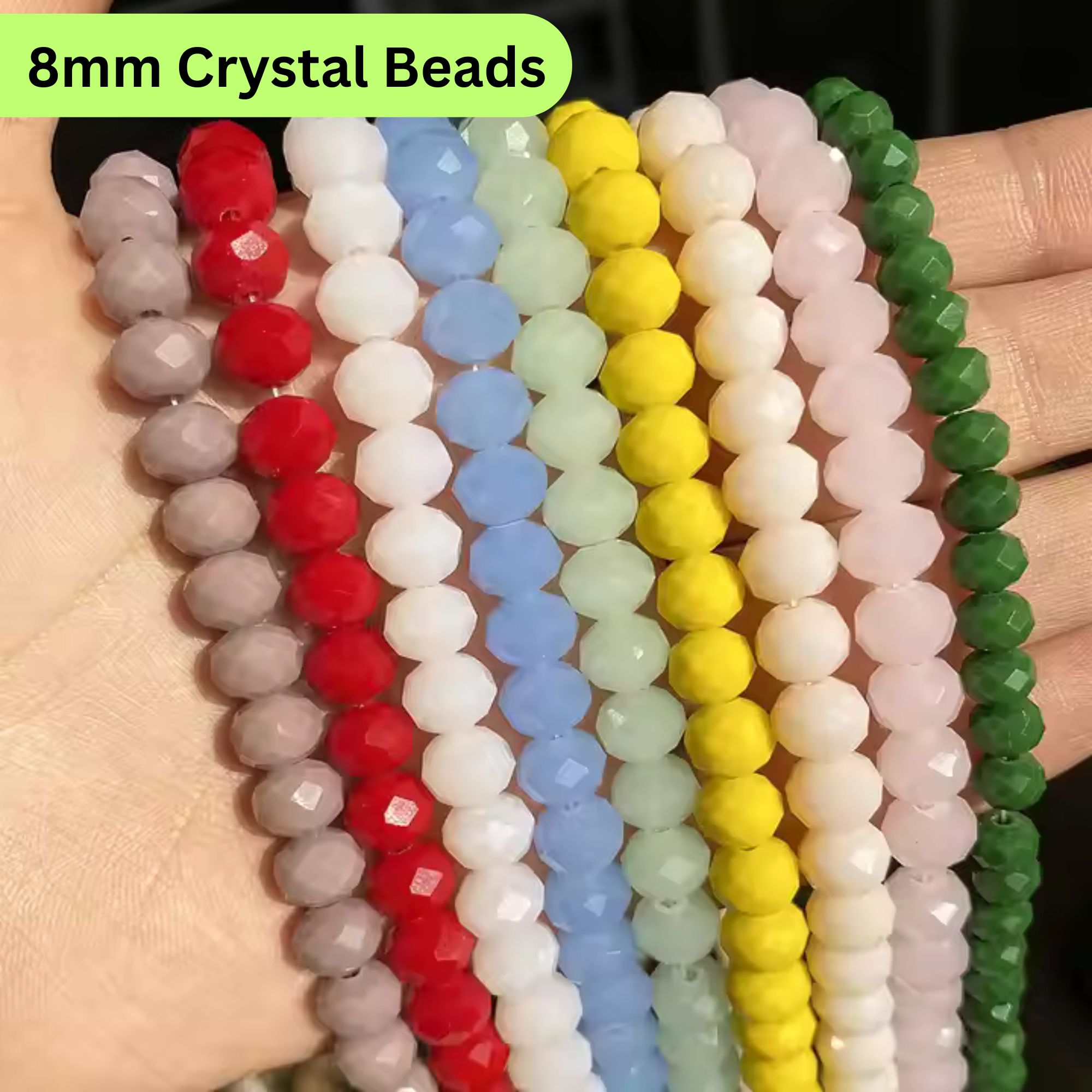 50/100/200/500/ Pcs Crystal Glass Beads 8mm Size For Jewelry Making crystal beads are used for making beautiful jewellery like necklaces, bracelets , earrings Rondelle Austria Faceted Wholesale Crystal Glass Beads  by SAMS COLLECTION
