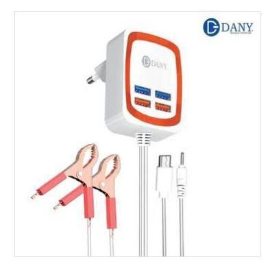 Danny C-2 Clipper 4 USB PORTS (Battery DC Soler Mobile Phone charger adapter+ USB Battery Clamp+ Power Cable), Best price in Pakistan